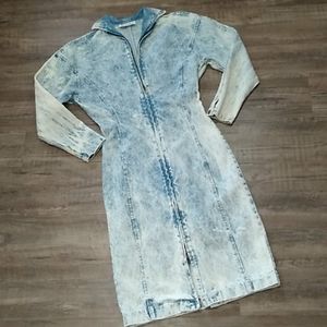Vtg. Paris blues acid wash denim dress/jacket